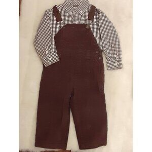 Baby Toddler Boys Size 24 Months 2T Timberland Brown Corduroy Overalls + Shirt